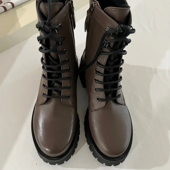 M. Gemi The Benedetta Brown Leather Combat Boots 38.5 Italy 8 US - Picture 10 of 11